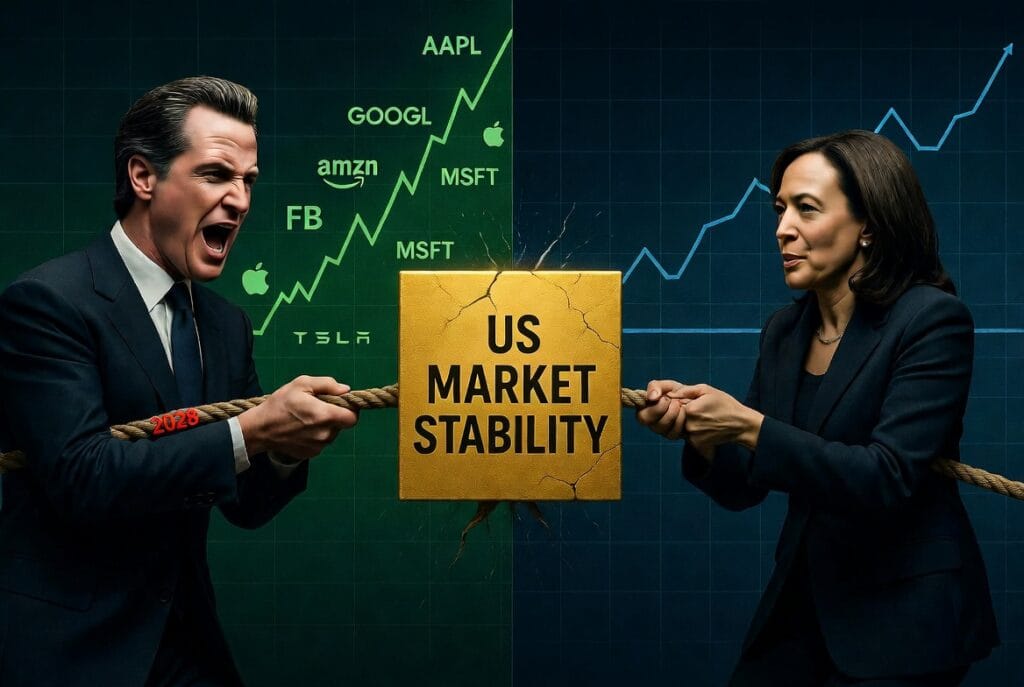 Newsom vs Harris USA markets 2028