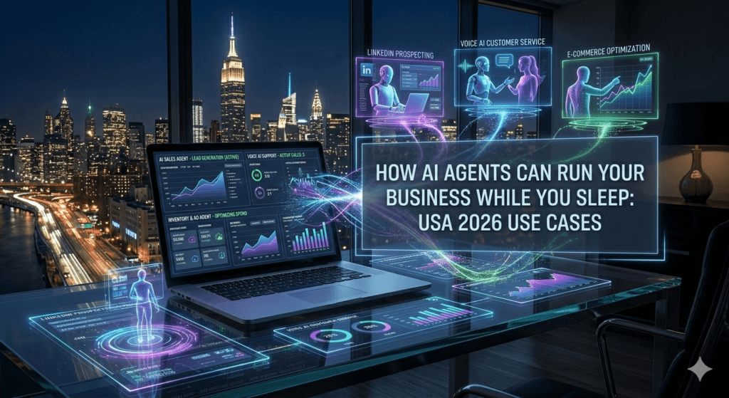 A digital worker representing How AI Agents Can Run Your Business While You Sleep: USA 2026 Use Cases.