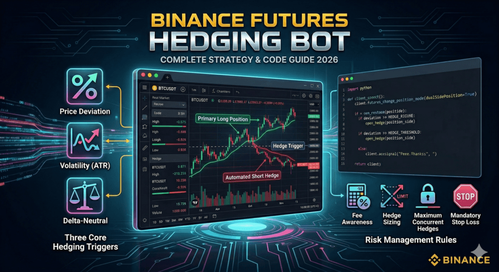 Binance Futures hedging bot Python code strategy 2026